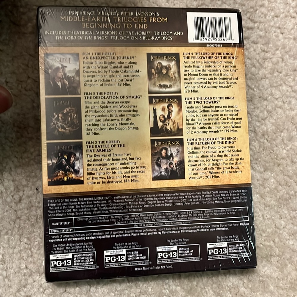 Blu-ray Disc The Hobbit/The Lord of the Rings Trilogy - Picture 2 of 2